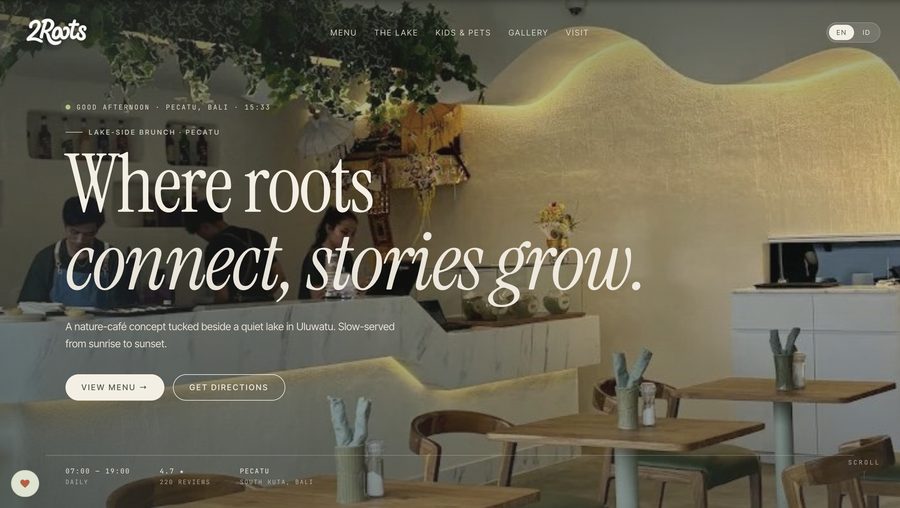 2Roots Bali — landing page